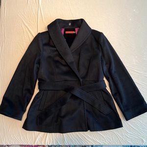 Alice & Olivia Wool/Cashmere Womens Black Pea Coat